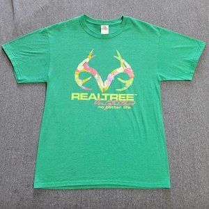 Realtree Outfitters "No Better Life" Green Floral Antlers T-Shirt Women's Medium